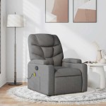 vidaXL Fotoliu de masaj rabatabil, gri închis, material textil
