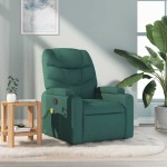 vidaXL Fotoliu de masaj rabatabil, verde închis, material textil vidaXL Fotoliu de masaj rabatabil, verde închis, material textil