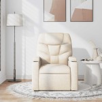 vidaXL Fotoliu rabatabil de masaj, crem, material textil
