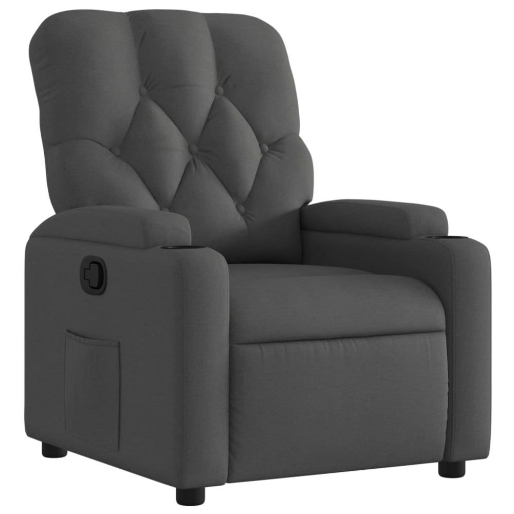 vidaXL Fotoliu rabatabil, gri închis, material textil
