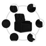 vidaXL Fotoliu rabatabil, negru, material textil vidaXL Fotoliu rabatabil, negru, material textil