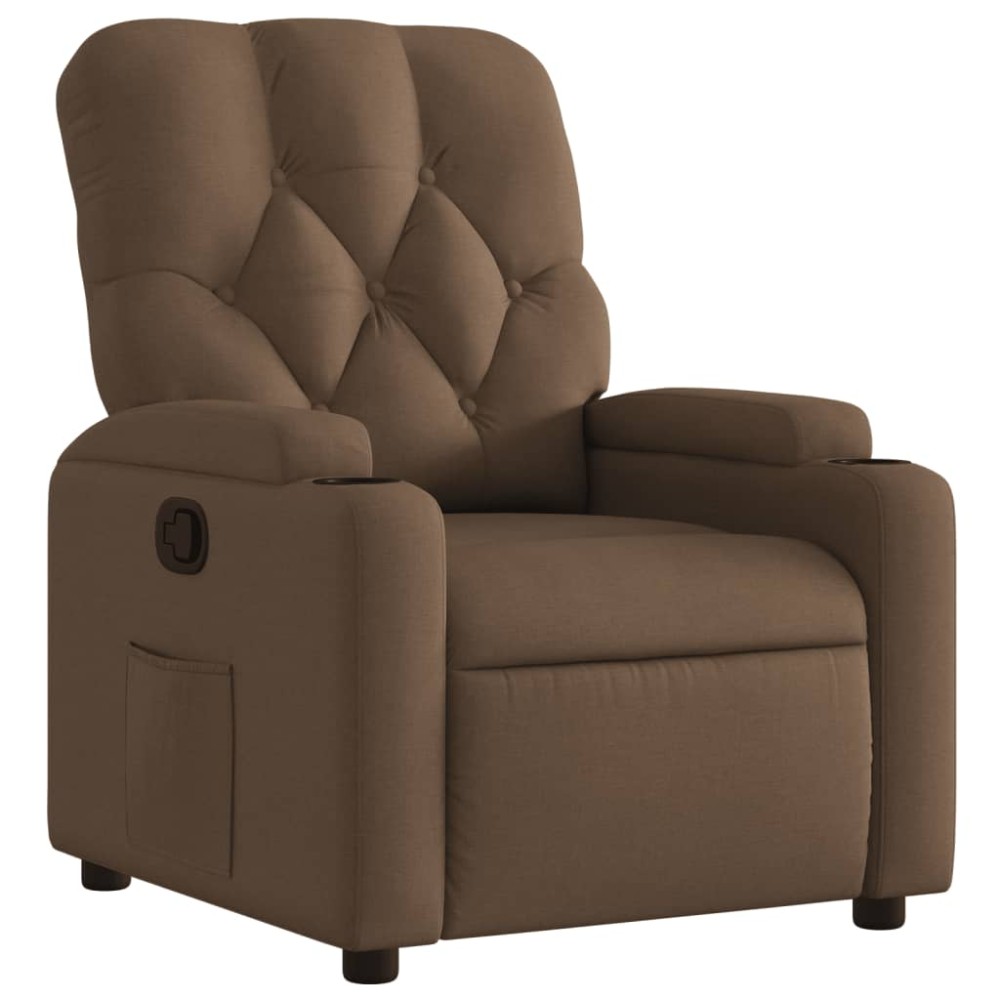 vidaXL Fotoliu rabatabil, maro, material textil