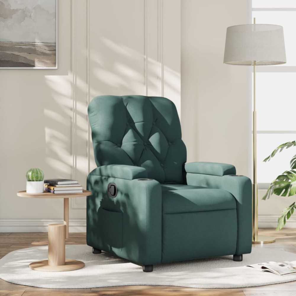 vidaXL Fotoliu rabatabil, verde închis, material textil