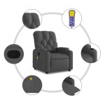 vidaXL Fotoliu de masaj rabatabil, gri închis, material textil