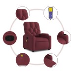 vidaXL Fotoliu de masaj rabatabil, roșu vin, material textil vidaXL Fotoliu de masaj rabatabil, roșu vin, material textil