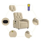 vidaXL Fotoliu rabatabil de masaj, crem, material textil