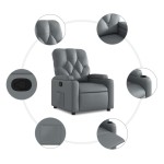vidaXL Fotoliu rabatabil, gri, piele ecologică
