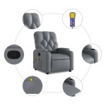 vidaXL Fotoliu de masaj rabatabil, gri, piele ecologică