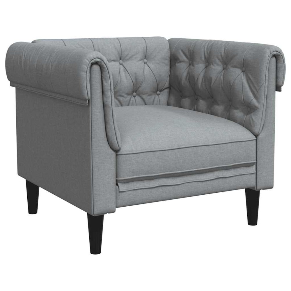 vidaXL Fotoliu Chesterfield gri deschis, material textil