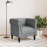 vidaXL Fotoliu Chesterfield gri deschis, material textil