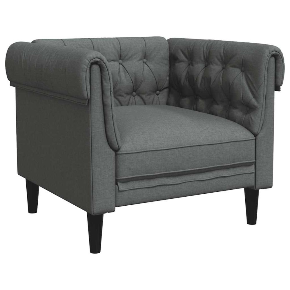 vidaXL Fotoliu Chesterfield gri închis, material textil