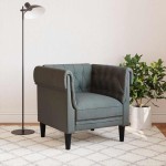 vidaXL Fotoliu Chesterfield gri închis, material textil