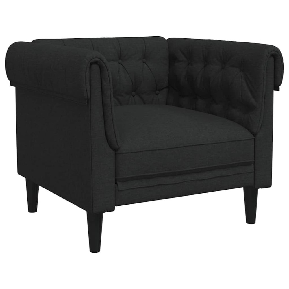 vidaXL Fotoliu Chesterfield, negru, material textil