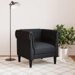vidaXL Fotoliu Chesterfield, negru, material textil