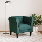 vidaXL Fotoliu Chesterfield verde închis, material textil