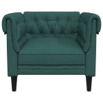 vidaXL Fotoliu Chesterfield verde închis, material textil