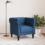 vidaXL Fotoliu Chesterfield, albastru, material textil