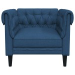 vidaXL Fotoliu Chesterfield, albastru, material textil