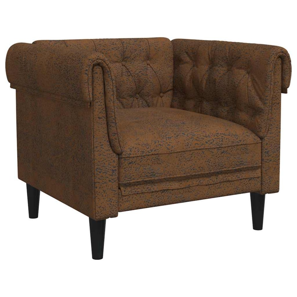 vidaXL Fotoliu Chesterfield, maro, material textil