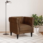 vidaXL Fotoliu Chesterfield, maro, material textil