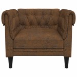 vidaXL Fotoliu Chesterfield, maro, material textil