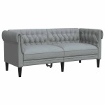 vidaXL Canapea Chesterfield cu 2 locuri, gri deschis, material textil vidaXL Canapea Chesterfield cu 2 locuri, gri deschis, material textil