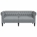 vidaXL Canapea Chesterfield cu 2 locuri, gri deschis, material textil vidaXL Canapea Chesterfield cu 2 locuri, gri deschis, material textil