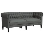 vidaXL Canapea Chesterfield cu 2 locuri, gri închis, material textil