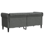 vidaXL Canapea Chesterfield cu 2 locuri, gri închis, material textil