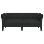 vidaXL Canapea Chesterfield cu 2 locuri, negru, material textil