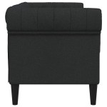 vidaXL Canapea Chesterfield cu 2 locuri, negru, material textil