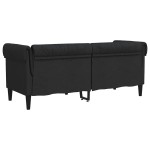 vidaXL Canapea Chesterfield cu 2 locuri, negru, material textil