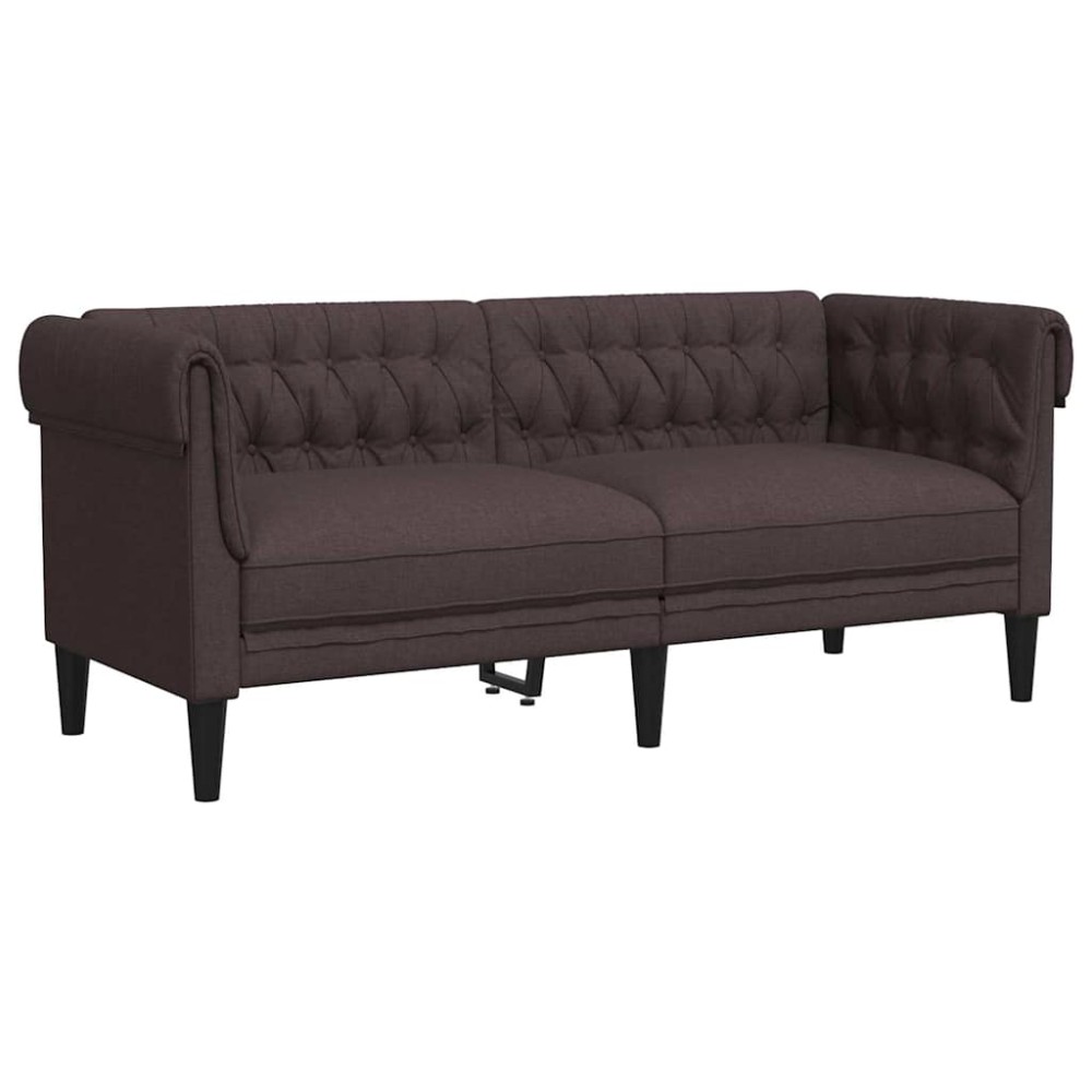 vidaXL Canapea Chesterfield cu 2 locuri, maro închis, material textil