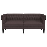 vidaXL Canapea Chesterfield cu 2 locuri, maro închis, material textil vidaXL Canapea Chesterfield cu 2 locuri, maro închis, material textil