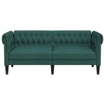 vidaXL Canapea Chesterfield cu 2 locuri, verde închis, material textil vidaXL Canapea Chesterfield cu 2 locuri, verde închis, material textil