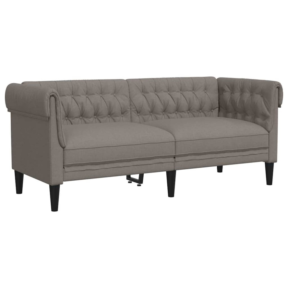 vidaXL Canapea Chesterfield cu 2 locuri, gri taupe, material textil