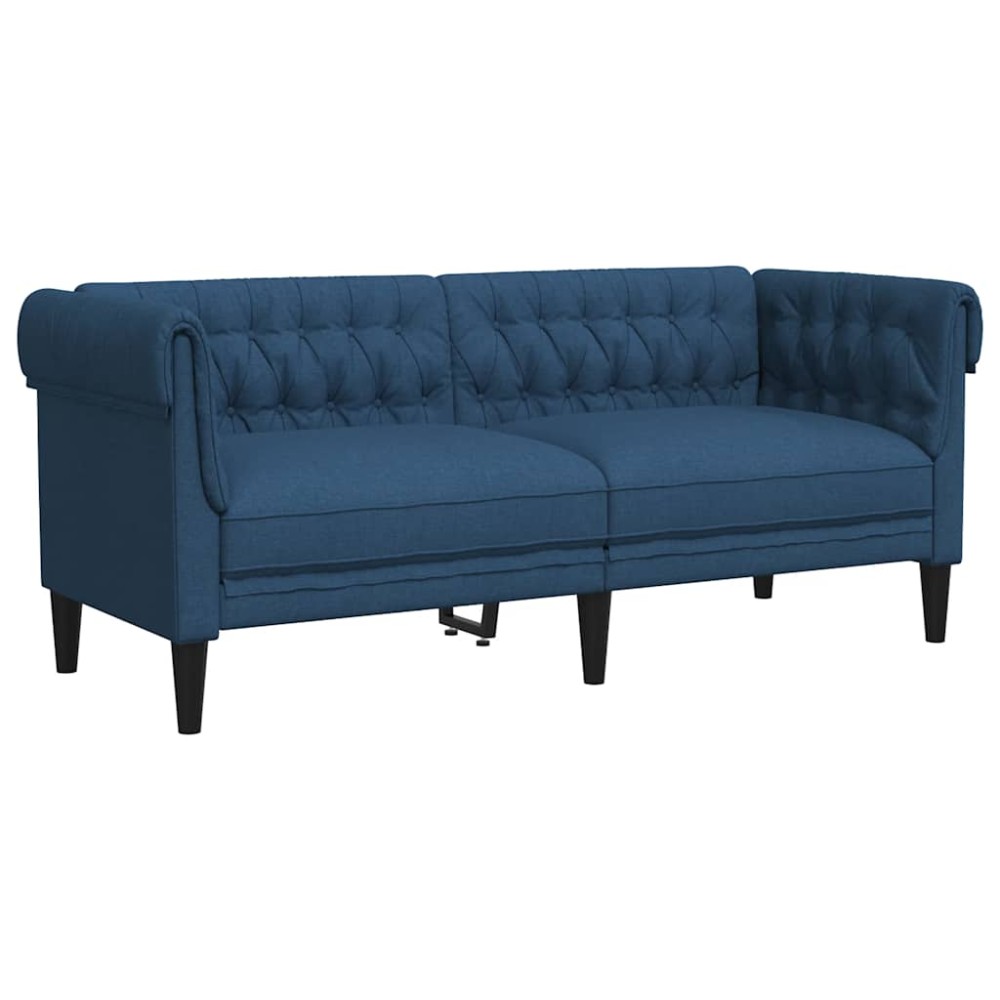 vidaXL Canapea Chesterfield cu 2 locuri, albastru, material textil
