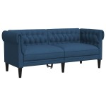 vidaXL Canapea Chesterfield cu 2 locuri, albastru, material textil