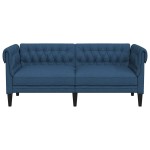 vidaXL Canapea Chesterfield cu 2 locuri, albastru, material textil