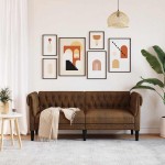 vidaXL Canapea Chesterfield cu 2 locuri, maro, material textil vidaXL Canapea Chesterfield cu 2 locuri, maro, material textil