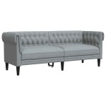 vidaXL Canapea Chesterfield cu 3 locuri, gri deschis, material textil