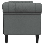 vidaXL Canapea Chesterfield cu 3 locuri, gri închis, material textil vidaXL Canapea Chesterfield cu 3 locuri, gri închis, material textil