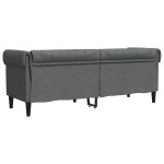 vidaXL Canapea Chesterfield cu 3 locuri, gri închis, material textil vidaXL Canapea Chesterfield cu 3 locuri, gri închis, material textil