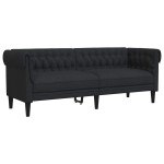 vidaXL Canapea Chesterfield cu 3 locuri, negru, material textil vidaXL Canapea Chesterfield cu 3 locuri, negru, material textil