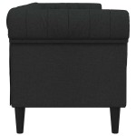 vidaXL Canapea Chesterfield cu 3 locuri, negru, material textil vidaXL Canapea Chesterfield cu 3 locuri, negru, material textil