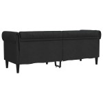 vidaXL Canapea Chesterfield cu 3 locuri, negru, material textil vidaXL Canapea Chesterfield cu 3 locuri, negru, material textil