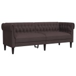 vidaXL Canapea Chesterfield cu 3 locuri, maro închis, material textil vidaXL Canapea Chesterfield cu 3 locuri, maro închis, material textil
