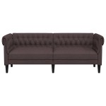 vidaXL Canapea Chesterfield cu 3 locuri, maro închis, material textil vidaXL Canapea Chesterfield cu 3 locuri, maro închis, material textil