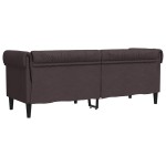 vidaXL Canapea Chesterfield cu 3 locuri, maro închis, material textil vidaXL Canapea Chesterfield cu 3 locuri, maro închis, material textil