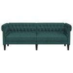 vidaXL Canapea Chesterfield cu 3 locuri, verde închis, material textil vidaXL Canapea Chesterfield cu 3 locuri, verde închis, material textil